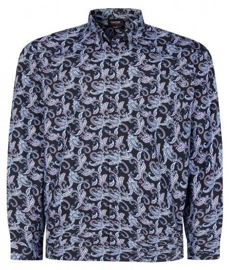 Espionage SH459 Paisley Langermet skjorte mørkeblå/print - Skjorter - Store skjorter - 2XL-8XL