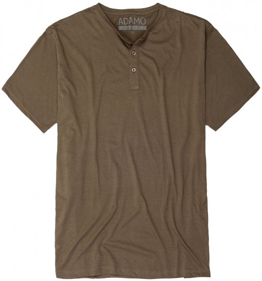 Adamo Silas Regular fit Serafino T-shirt Khaki - T-skjorter - Store T-skjorter - 2XL-14XL