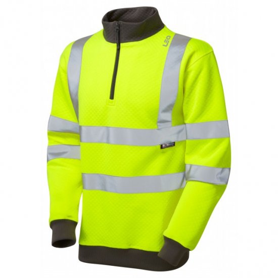 Leo Brynsworthy Ecoviz 1/4 Zip Sweatshirt Hi-Vis Yellow - Arbeidsklær - Arbeidsklær i store størrelser
