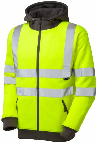 Leo Saunton Hooded Sweatshirt Hi-Vis Yellow - Arbeidsklær - Arbeidsklær i store størrelser