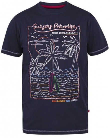 D555 Stewart Surfer'S Paradise Crew Neck T-Shirt Navy - T-skjorter - Store T-skjorter - 2XL-14XL