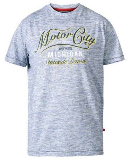 D555 Stirling Motor City Crew Neck T-Shirt Blue Reno - T-skjorter - Store T-skjorter - 2XL-14XL