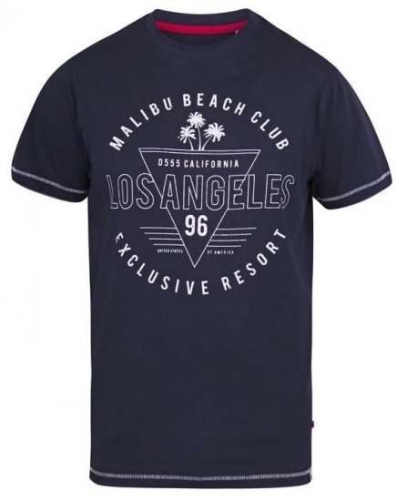 D555 Stoke Los Angeles Beach Printed T-Shirt Navy - T-skjorter - Store T-skjorter - 2XL-14XL