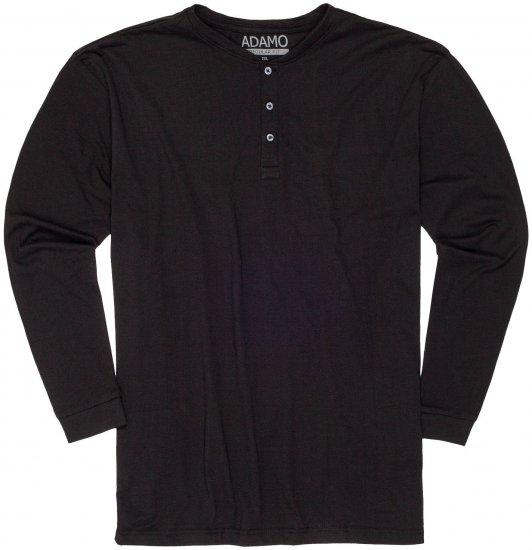 Adamo Sven Regular fit Serafino Long sleeve T-shirt Black - T-skjorter - Store T-skjorter - 2XL-14XL