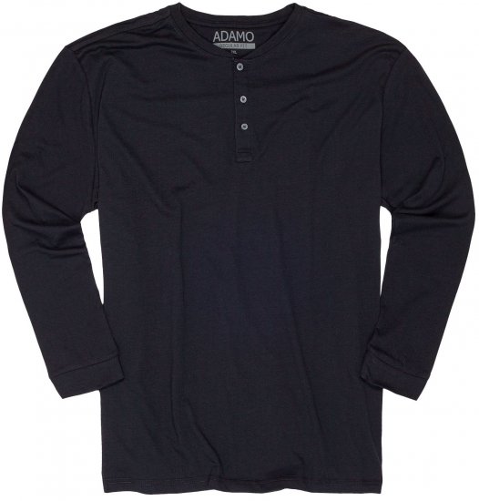 Adamo Sven Regular fit Serafino Long sleeve T-shirt Navy - T-skjorter - Store T-skjorter - 2XL-14XL