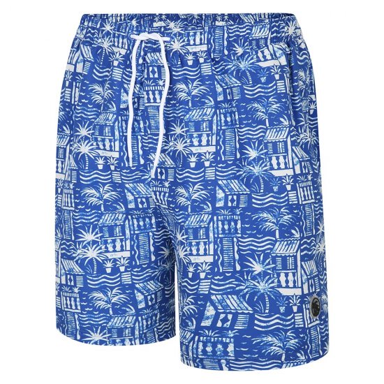 Espionage SW097 Badeshorts med Hawaii-trykk Kongeblå/Hvit - Badetøy - Badeshorts Store Størrelser