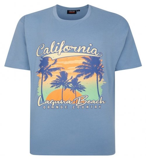 Espionage T425 Laguna Beach Trykt T-skjorte blå - T-skjorter - Store T-skjorter - 2XL-14XL