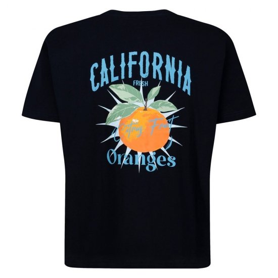 Espionage T449 California Oranges Trykt T-skjorte mørkeblå - T-skjorter - Store T-skjorter - 2XL-14XL