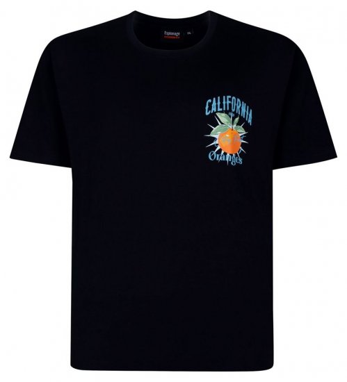 Espionage T449 California Oranges Trykt T-skjorte mørkeblå - T-skjorter - Store T-skjorter - 2XL-14XL