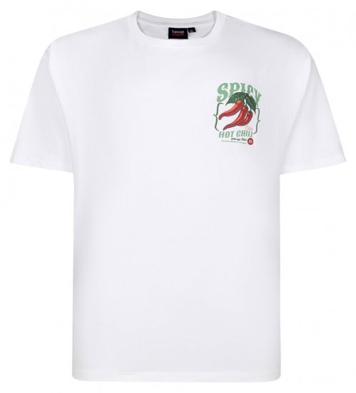 Espionage T457 Spicy Chilli Trykt T-skjorte hvit - T-skjorter - Store T-skjorter - 2XL-14XL