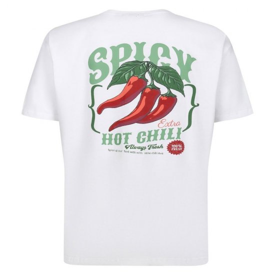 Espionage T457 Spicy Chilli Trykt T-skjorte hvit - T-skjorter - Store T-skjorter - 2XL-14XL