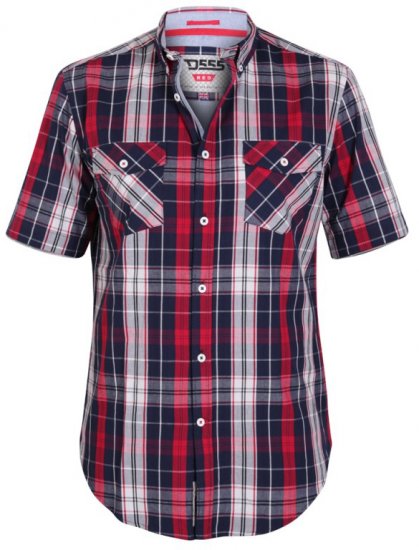 D555 Terell Shirt Navy/Red - Skjorter - Store skjorter - 2XL-8XL