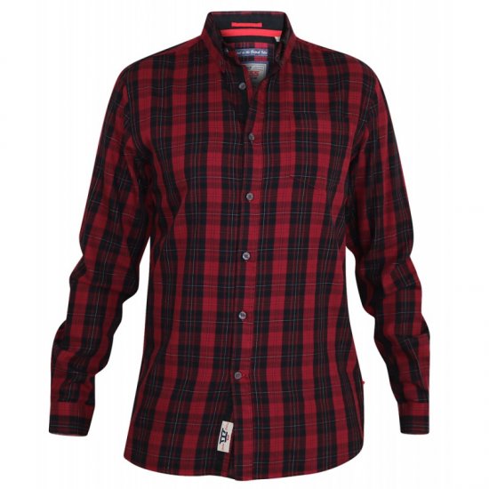 D555 Theo Long Sleeve Check Shirt - Skjorter - Store skjorter - 2XL-8XL