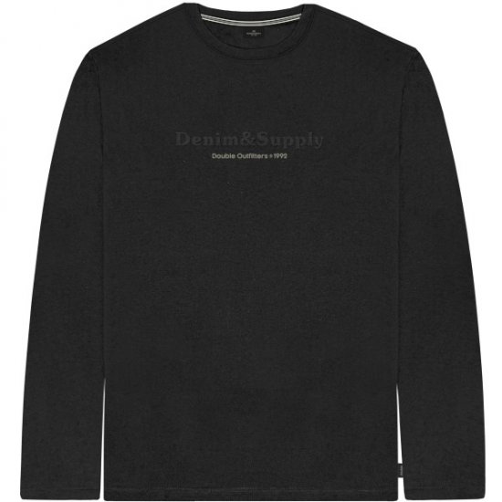 Double Outfitters TS-9173 Long Sleeve T-Shirt Embossed Black - T-skjorter - Store T-skjorter - 2XL-14XL