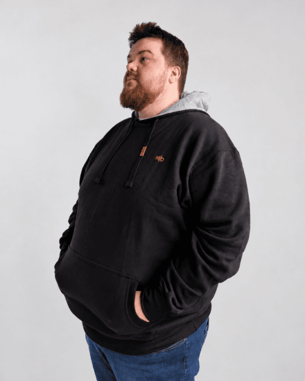 Motley Denim Riga Hoodie Black - Gensere og hettegensere - Store hettegensere - 2XL-14XL