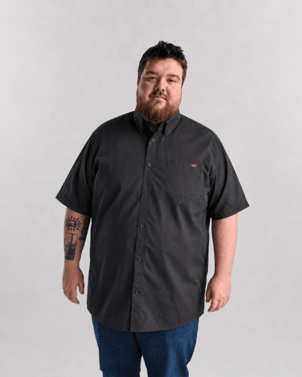 Motley Denim Zagreb Kortermet Skjorte Mørkegrå - Skjorter - Store skjorter - 2XL-8XL