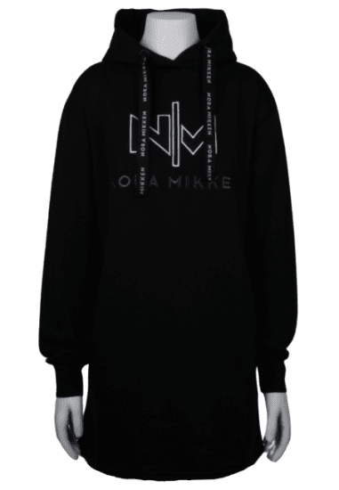 Nora Mikken KADRI WHITE Long Hoodie Black - Gensere og hettegensere - 