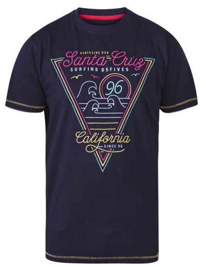 D555 Valley Santa Cruz Crew Neck Printed T-Shirt Black - T-skjorter - Store T-skjorter - 2XL-14XL