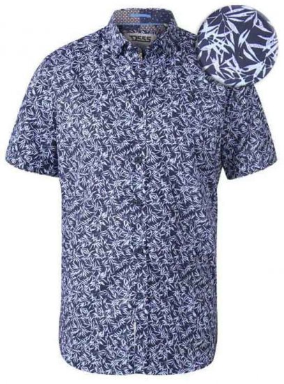 D555 Walpack Hawaiian Ao Print Short Sleeve Shirt Blue - Skjorter - Store skjorter - 2XL-8XL