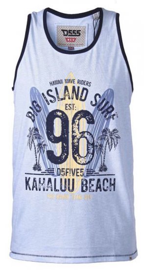 D555 Wirral Hawaii Surf Board Printed Vest Sky Blue - T-skjorter - Store T-skjorter - 2XL-14XL