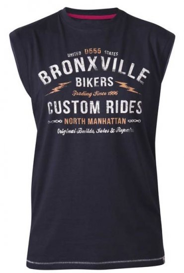 D555 Wrexham Bronxville Biker Printed Sleeveless T-Shirt Navy - T-skjorter - Store T-skjorter - 2XL-14XL