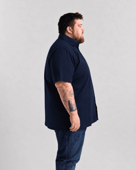Motley Denim Zagreb Kortermet Skjorte Marineblå - Skjorter - Store skjorter - 2XL-8XL