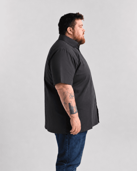 Motley Denim Zagreb Kortermet Skjorte Mørkegrå - Skjorter - Store skjorter - 2XL-8XL