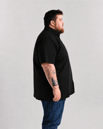 Motley Denim Zagreb Kortermet Skjorte Svart - Skjorter - Store skjorter - 2XL-8XL